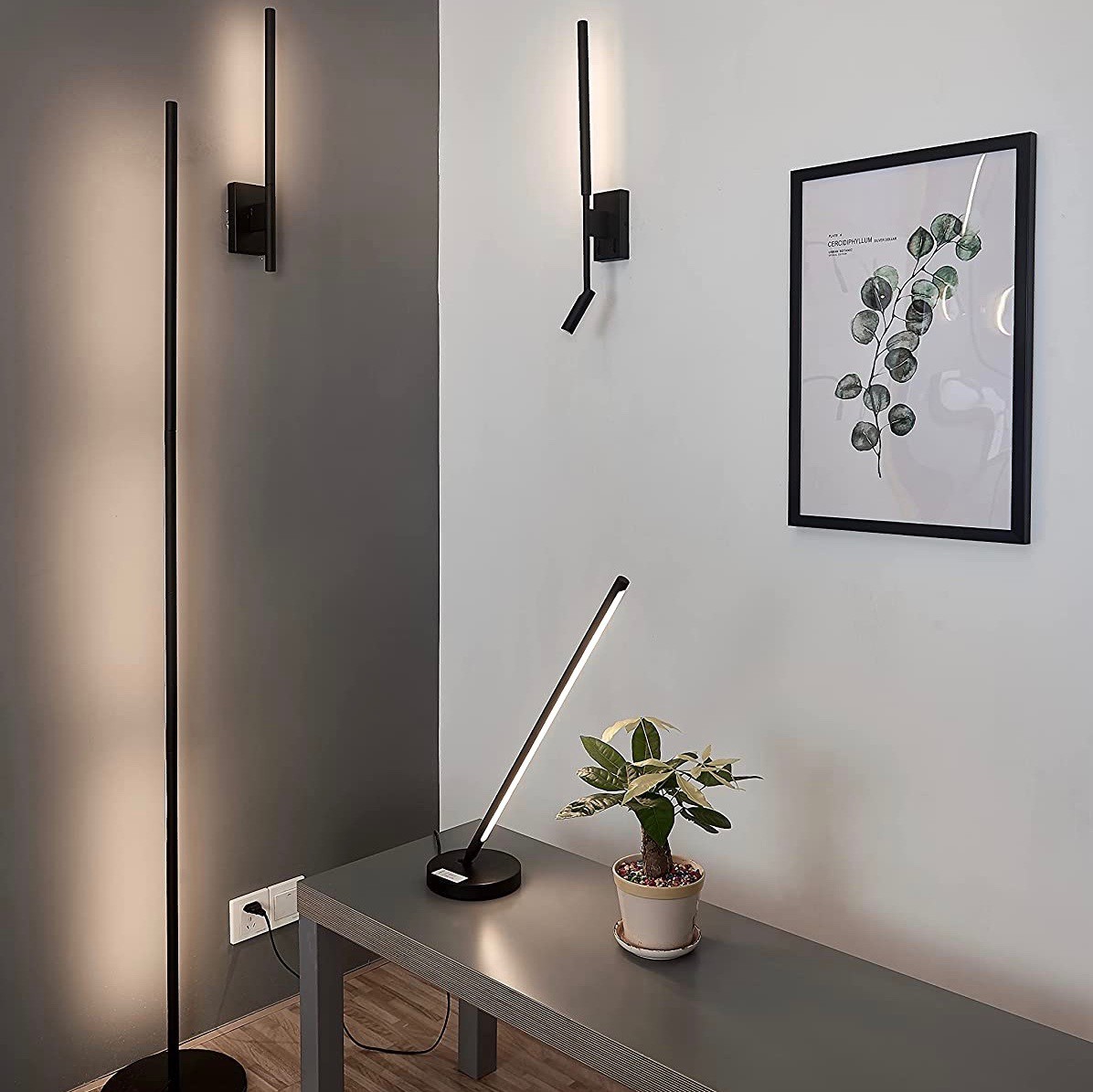 278,95 € Free Shipping | Floor lamp 171×25 cm. Acrylic. Black Color