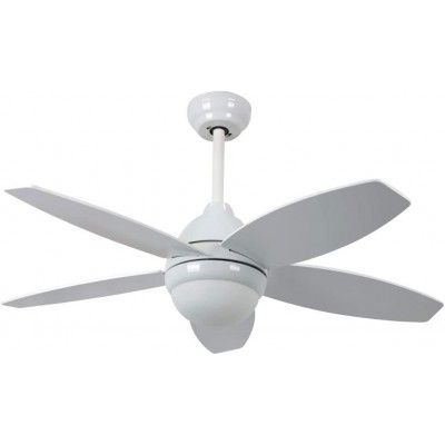 154,95 € Free Shipping | Ceiling fan with light 100W 58×29 cm. 5 reversible blades-blades. Remote control Living room, dining room and bedroom. Modern Style. Nickel Metal. White Color
