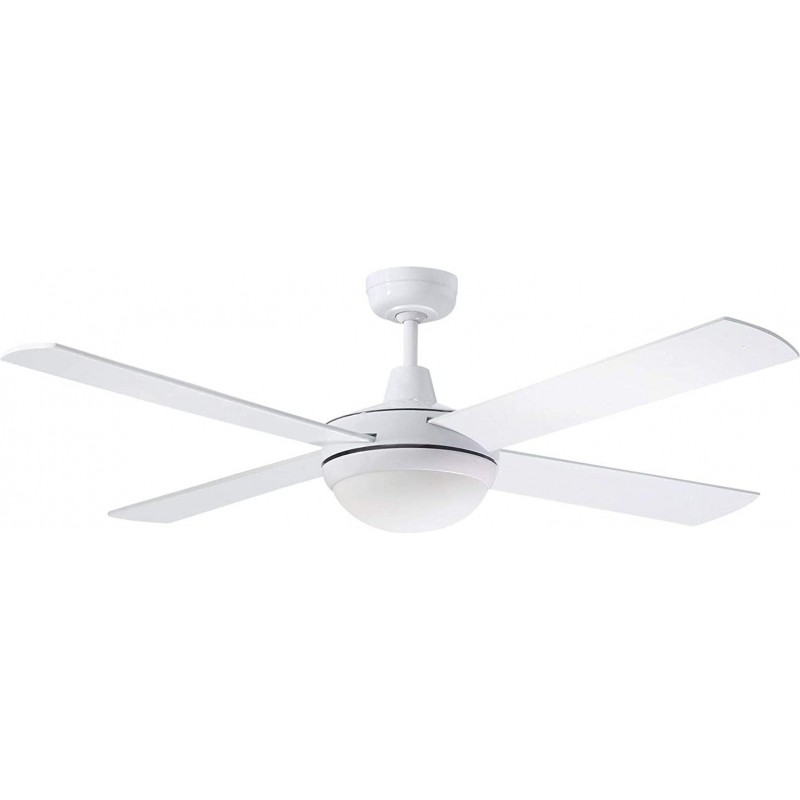 181,95 € Envoi gratuit | Ventilateur de plafond avec lumière 120W 120×120 cm. 4 pales-lames. Télécommande Acier et bois. Couleur blanc