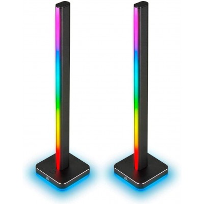 195,95 € Free Shipping | 2 units box Decorative lighting Rectangular Shape 42×10 cm. Towers with LED support for headphones. smart lighting Living room, dining room and bedroom. PMMA. Black Color