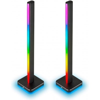 Caja de 2 unidades Iluminación decorativa 42×10 cm. Torres con soporte LED para auriculares. Iluminación inteligente Pmma. Color negro