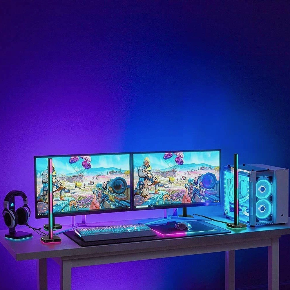 186,95 € 送料無料 | 2個入りボックス 装飾照明 42×10 cm. ヘッドフォン用の LED をサポートするタワー。スマート照明 Pmma. ブラック カラー
