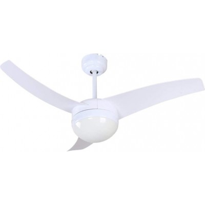 174,95 € Free Shipping | Ceiling fan with light 60W 46×46 cm. 3 vanes-blades. Remote control. LED lighting Living room, kitchen and dining room. Modern Style. ABS, Crystal and Metal casting. White Color