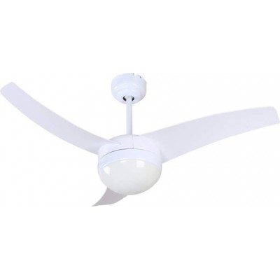 166,95 € Envio grátis | Ventilador de teto com luz 60W 46×46 cm. 3 palhetas-lâminas. Controle remoto. Iluminação LED Abs, cristal e metais. Cor branco