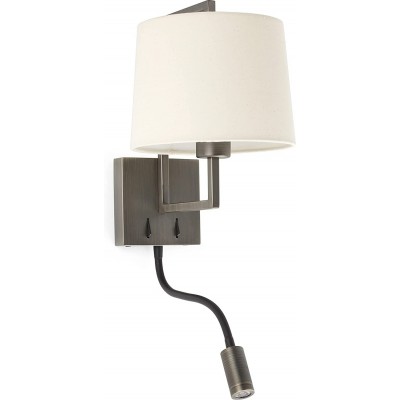 Lampada da parete per interni 15W Forma Cilindrica 32×28 cm. Lampada ausiliaria per la lettura Camera da letto. Acciaio. Colore beige