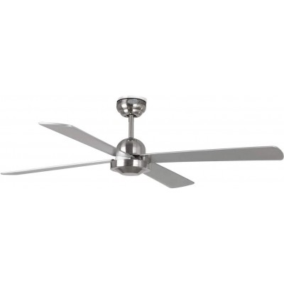 199,95 € Free Shipping | Ceiling fan 60W Ø 132 cm. 4 blades-blades Living room, dining room and lobby. Metal casting and Textile. Nickel Color