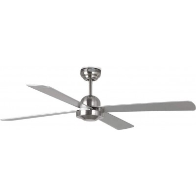 189,95 € Free Shipping | Ceiling fan 60W Ø 132 cm. 4 blades-blades Metal casting and textile. Nickel Color