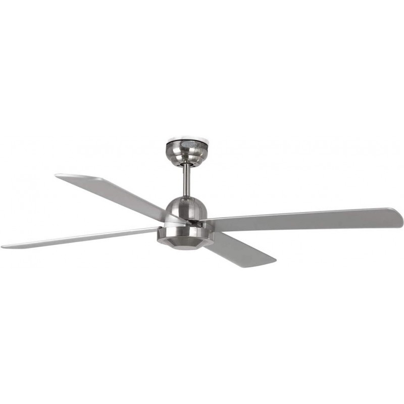 189,95 € Envío gratis | Ventilador de techo 60W Ø 132 cm. 4 aspas-palas Metal y textil. Color níquel