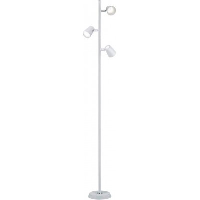 Lámpara de pie Trio 5W 3000K Luz cálida. Forma Cilíndrica 154×28 cm. Triple foco LED Dormitorio. Estilo moderno. Metal. Color blanco
