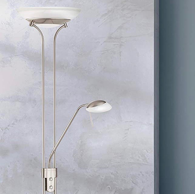 224,95 € Envío gratis | Lámpara de pie 40W 182×32 cm. Luz auxiliar de lectura Metal. Color níquel