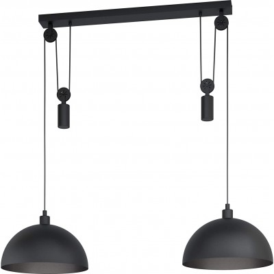 234,95 € Free Shipping | Hanging lamp Eglo 40W Spherical Shape 118×110 cm. Double focus. Adjustable height with pulley system Dining room, bedroom and lobby. Industrial Style. Steel. Black Color