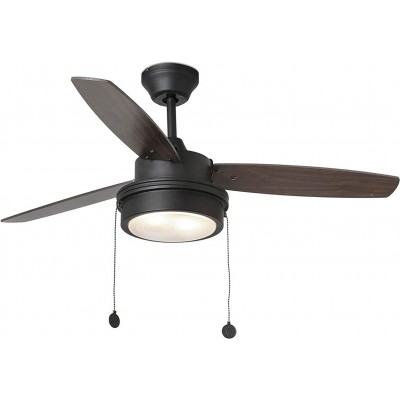 175,95 € Free Shipping | Ceiling fan with light 4W 107×107 cm. 3 vanes-blades Living room, dining room and bedroom. Steel. Black Color