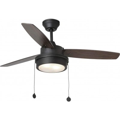 166,95 € Kostenloser Versand | Deckenventilator mit Licht 4W 107×107 cm. 3 Flügelblätter Stahl. Schwarz Farbe