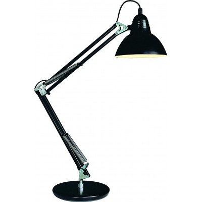 Lámpara de escritorio 40W Forma Redonda 56×21 cm. Articulada Salón, comedor y dormitorio. Estilo moderno. Metal. Color negro