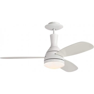 229,95 € Free Shipping | Ceiling fan with light 80W 122×122 cm. 3 vanes-blades Metal casting. White Color