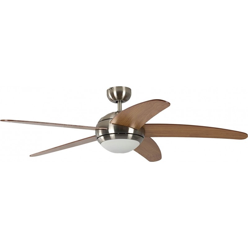 272,95 € Free Shipping | Ceiling fan with light 60W 132×132 cm. 5 vanes-blades. Remote control Living room, bedroom and lobby. Modern Style. Metal casting. Brown Color