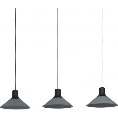 Lámpara colgante Eglo Forma Cónica 110×108 cm. Triple foco Comedor. Estilo moderno y cool. Metal. Color negro