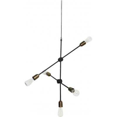 301,95 € Spedizione Gratuita | Lampadario 25W 78×68 cm. 6 faretti Metallo e ottone. Colore nero