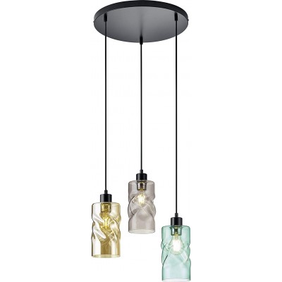 245,95 € Free Shipping | Hanging lamp Reality 42W Cylindrical Shape 150×38 cm. Triple focus Living room, dining room and bedroom. Modern Style. Metal casting and Glass. Black Color