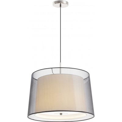 Hanging lamp 40W Cylindrical Shape Ø 47 cm. Living room, bedroom and lobby. Classic Style. Steel, Metal casting and Textile. Beige Color