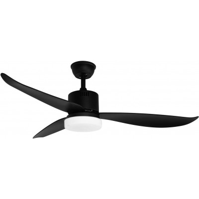 242,95 € Free Shipping | Ceiling fan with light Ø 132 cm. 3 vanes-blades. 3 speeds. Remote control. quiet operation LED lighting Living room, bedroom and lobby. Black Color