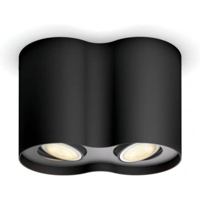 Indoor spotlight Philips 10W 19×12 cm. 2 adjustable LED light points. Alexa and Google Home Black Color