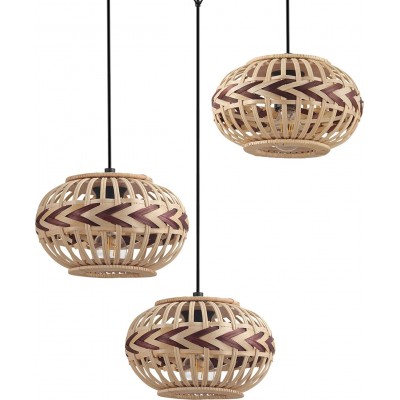 151,95 € Free Shipping | Hanging lamp Eglo 40W Spherical Shape 130×57 cm. Triple focus Dining room, bedroom and lobby. Steel. Beige Color