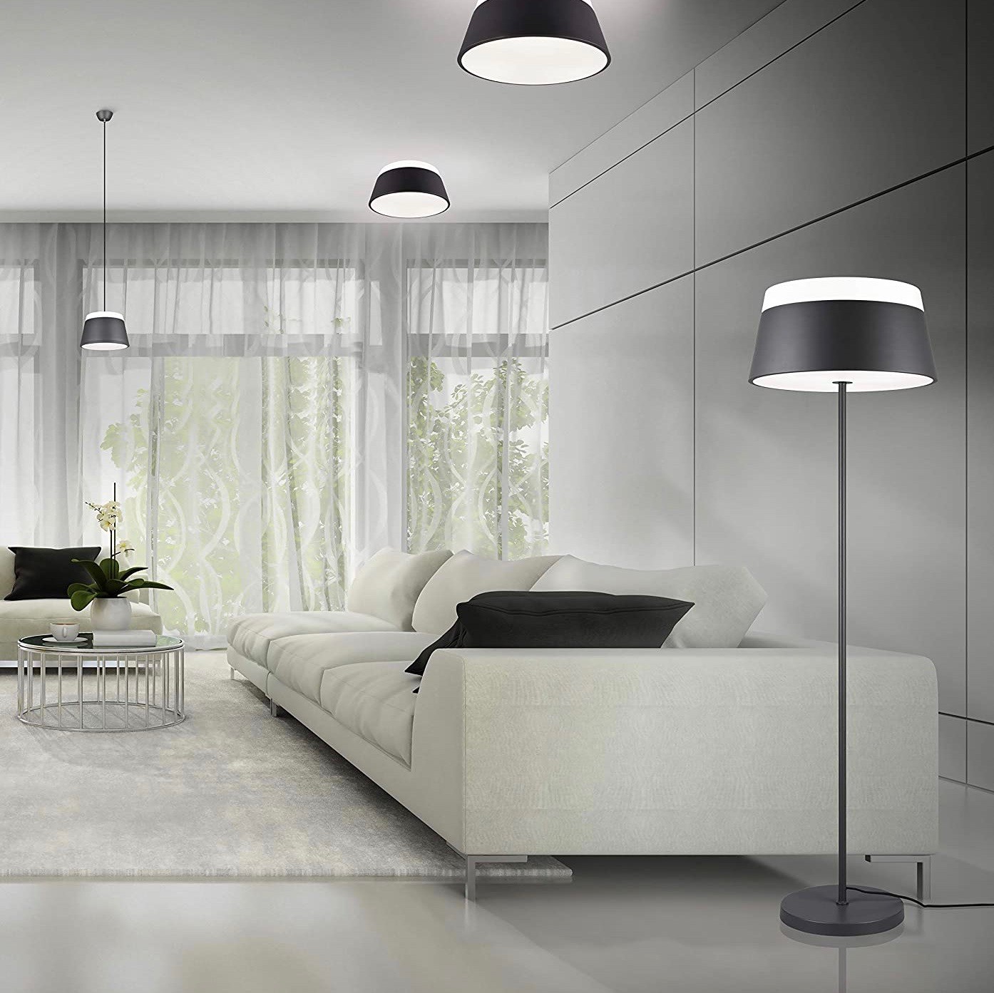 216,95 € Бесплатная доставка | Наполная лампа Trio 15W 150×45 cm. Металл. Антрацит Цвет