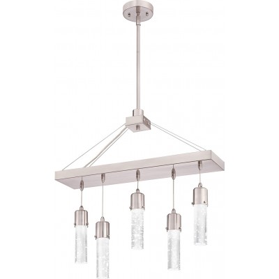 169,95 € Envoi gratuit | Lampe à suspension 32W 142×61 cm. 5 projecteurs Métal et verre. Couleur nickel