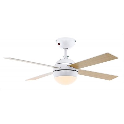 243,95 € Free Shipping | Ceiling fan with light Eglo 60W Round Shape 107×107 cm. 4 vanes-blades. Remote control. Summer and winter function Living room and office. Modern Style. Metal casting. Brown Color