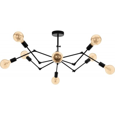 215,95 € Free Shipping | Chandelier Eglo 60W Spherical Shape 96×96 cm. 8 light points Living room, dining room and lobby. Industrial Style. Steel. Black Color