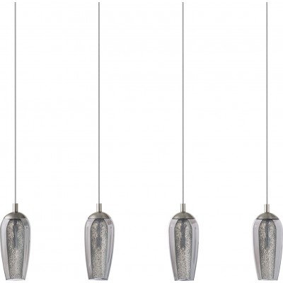 207,95 € Free Shipping | Hanging lamp Eglo 3W 3000K Warm light. 110×98 cm. 4 spotlights Living room, dining room and bedroom. Modern Style. Nickel Metal. Gray Color