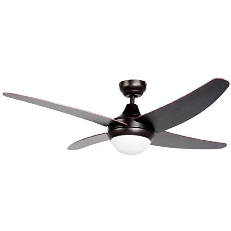 189,95 € Free Shipping | Ceiling fan with light 122×122 cm. 4 vanes-blades. Remote control Living room, dining room and lobby. Modern Style. Metal casting. Brown Color