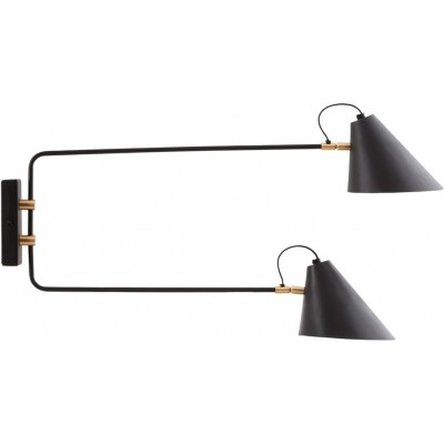 Indoor wall light 25W Conical Shape 81×42 cm. Double adjustable focus Living room, bedroom and lobby. Industrial Style. Metal casting. Black Color