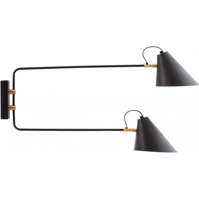Lampada da parete per interni 25W 81×42 cm. Doppia messa a fuoco regolabile Metallo. Colore nero