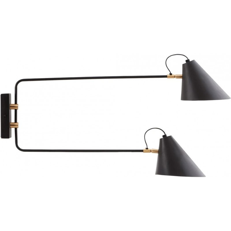 264,95 € Free Shipping | Indoor wall light 25W Conical Shape 81×42 cm. Double adjustable focus Living room, bedroom and lobby. Industrial Style. Metal casting. Black Color