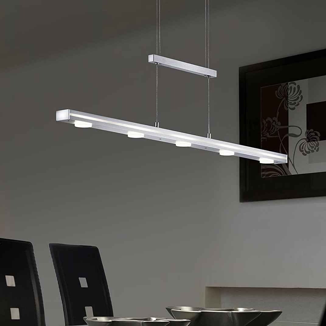 226,95 € Free Shipping | Hanging lamp Trio 4W 160×100 cm. 5 spotlights Metal casting. Plated chrome Color
