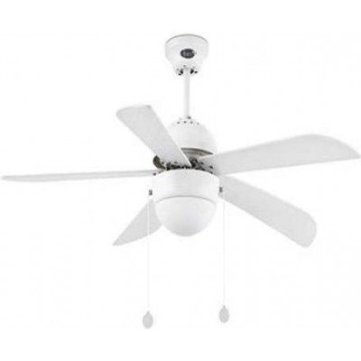 264,95 € Free Shipping | Ceiling fan with light 56W Ø 100 cm. 5 blades-blades Living room, bedroom and lobby. Modern Style. Steel, Aluminum and Crystal. White Color