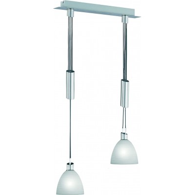 Lampe à suspension 12W Façonner Conique 60×10 cm. Double foyer Salle, chambre et hall. Style classique. Verre. Couleur blanc