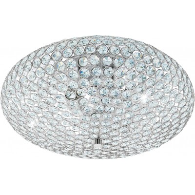 Deckenlampe Eglo 60W Runde Gestalten 45×45 cm. Empfangshalle. Stahl und Kristall. Silber Farbe