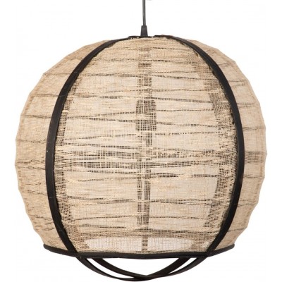 152,95 € Free Shipping | Hanging lamp Spherical Shape 45×45 cm. Living room, dining room and bedroom. Modern Style. Metal casting, Linen and Wood. Beige Color