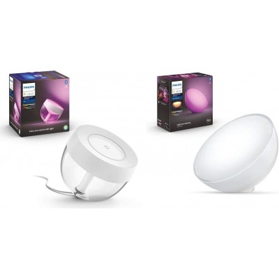 Lâmpada de mesa Philips Forma Redondo LED inteligente com Bluetooth. RGB multicolorido Sala de estar, sala de jantar e quarto. Alumínio. Cor branco