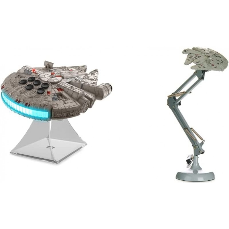 159,95 € Free Shipping | Desk lamp Millennium Falcon-shaped design. Star Wars. wireless speaker Dining room, bedroom and lobby. PMMA. Gray Color