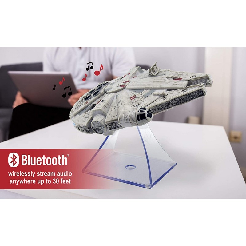 159,95 € Free Shipping | Desk lamp Millennium Falcon-shaped design. Star Wars. wireless speaker Dining room, bedroom and lobby. PMMA. Gray Color