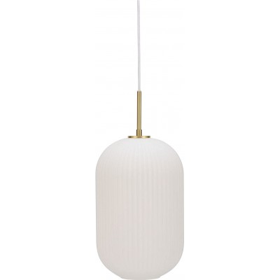 Lámpara colgante 20W 38×25 cm. Cristal y metal. Color blanco