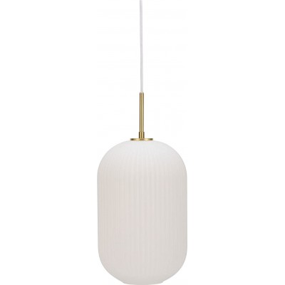 Lámpara colgante 20W Forma Cilíndrica 38×25 cm. Salón, comedor y dormitorio. Estilo moderno. Cristal y Metal. Color blanco