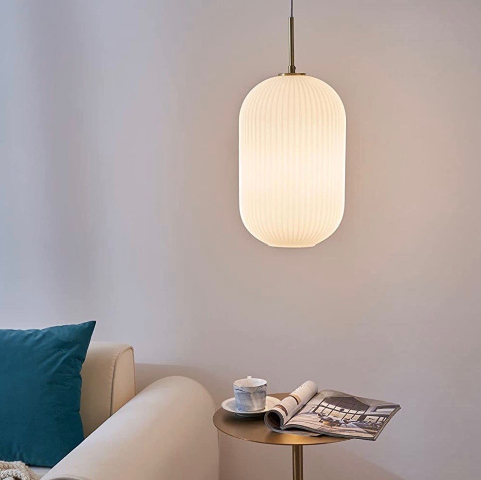 Hanging lamp 20W 38×25 cm. Crystal and metal casting. White Color
