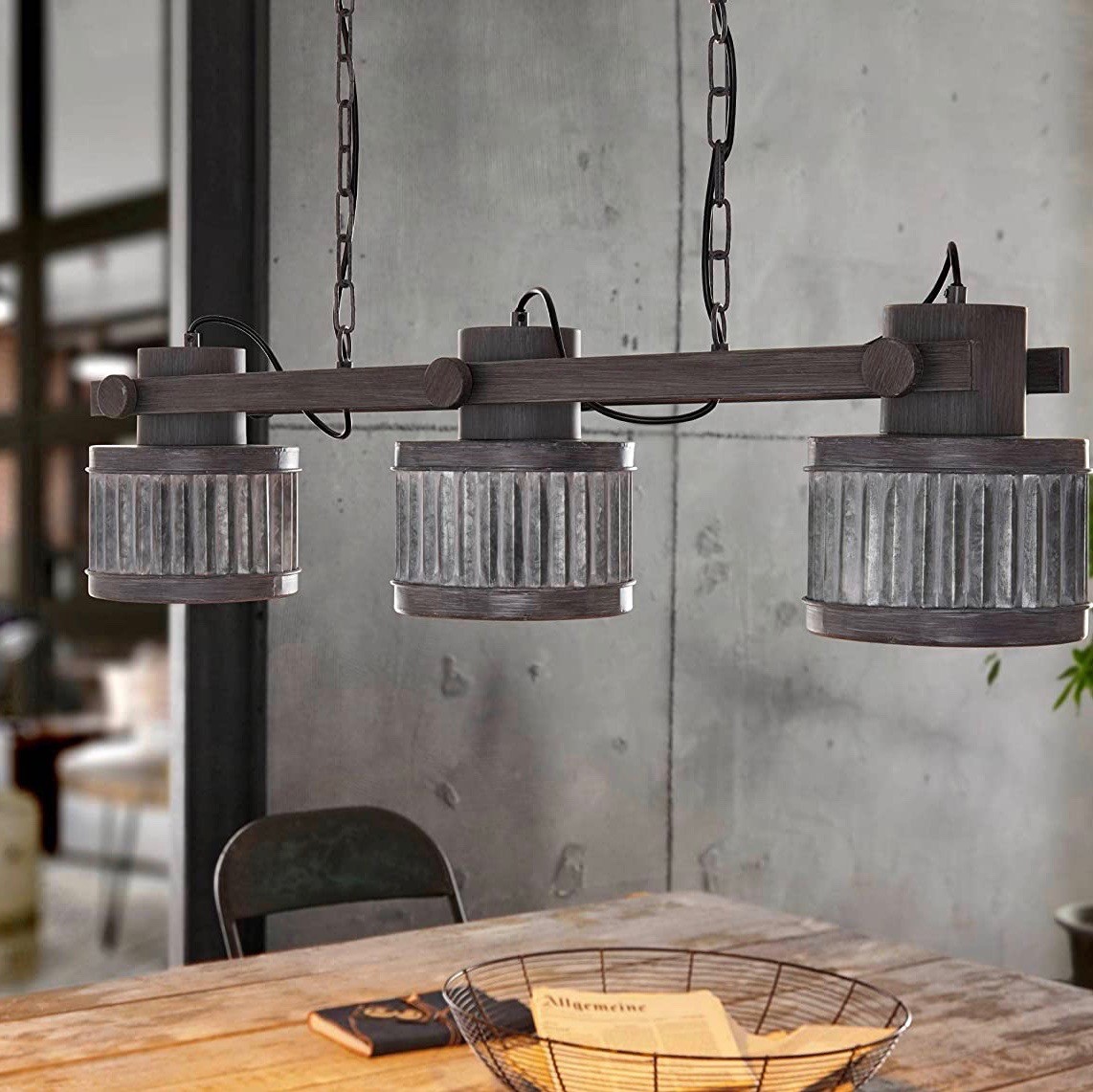 258,95 € Envio grátis | Lâmpada pendurada Eglo 110×88 cm. Foco triplo. cadeia de fixação Metais. Cor preto