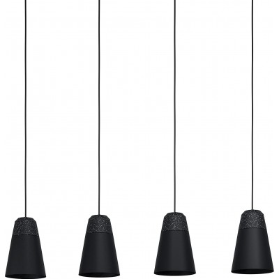 Lampada a sospensione Eglo Forma Conica 110×98 cm. 4 faretti Sala da pranzo. Metallo. Colore nero