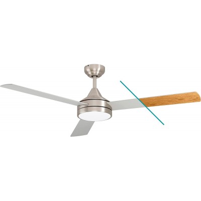 277,95 € Free Shipping | Ceiling fan with light Eglo 20W 5000K Neutral light. Ø 132 cm. 3 vanes-blades. Remote control Living room, bedroom and lobby. Modern Style. PMMA and Wood. Nickel Color